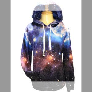 Galaxy Outer Space Universe Multicolor Hoodie Pullover by YUGEN